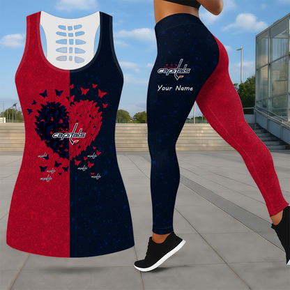 LIMITED EDITION - NEW CUSTOMIZED NHL10 WCP WASHINGTON CAPITALS LEGGINGS & HOLLOW TANK TOP SET