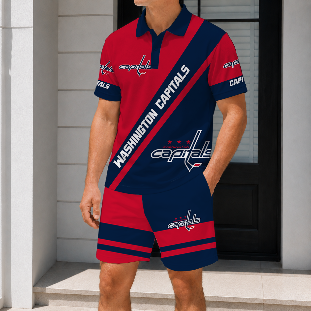 LIMITED EDITION - NEW CUSTOMIZED NHL10 WCP WASHINGTON CAPITALS POLO & SHORT PANTS SET