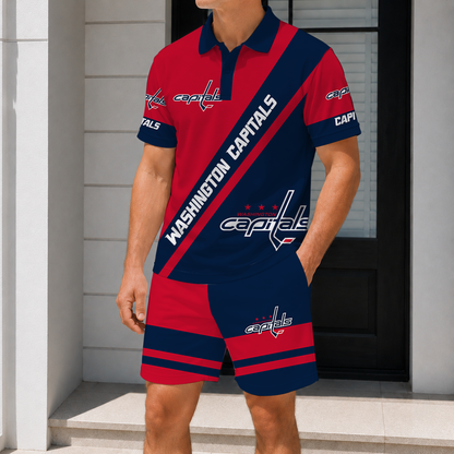 LIMITED EDITION - NEW CUSTOMIZED NHL10 WCP WASHINGTON CAPITALS POLO & SHORT PANTS SET