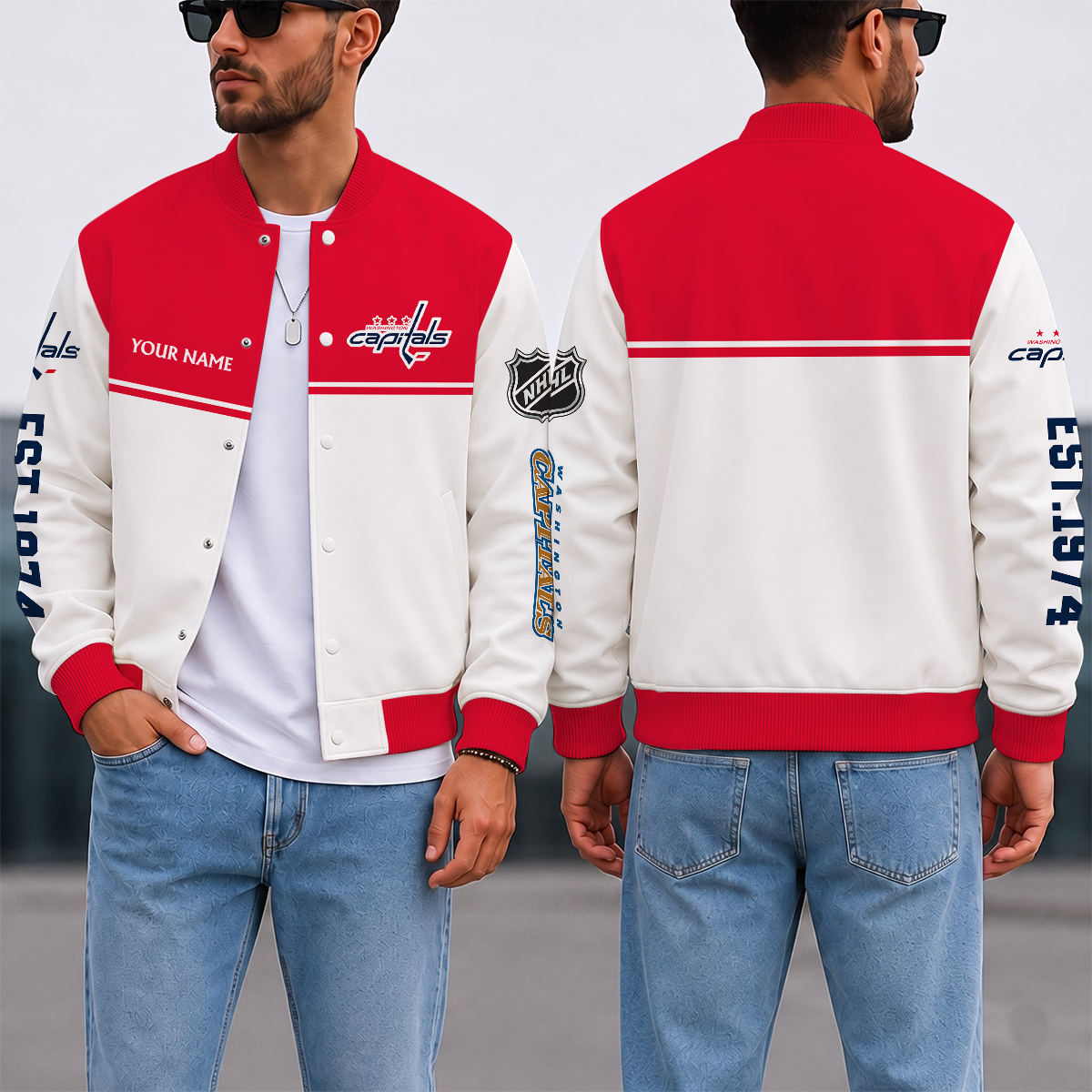 EXCLUSIVE EDITION - NEW CUSTOMIZED NHL10 WCP WASHINGTON CAPITALS SATIN VARSITY JACKET & BASEBALL JACKET