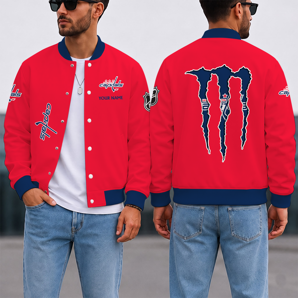 EXCLUSIVE EDITION - NEW CUSTOMIZED NHL10 WCP WASHINGTON CAPITALS SATIN VARSITY JACKET & BASEBALL JACKET