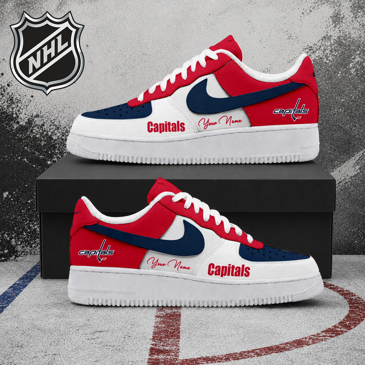 FINAL CLEARANCE - NEW CUSTOMIZED NHL10 WCP WASHINGTON CAPITALS AF1 SHOES