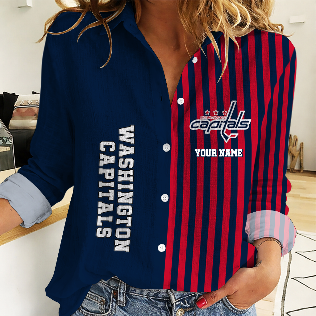 EXCLUSIVE EDITION - NEW CUSTOMIZED NHL10 WCP WASHINGTON CAPITALS WOMEN CASUAL SHIRT
