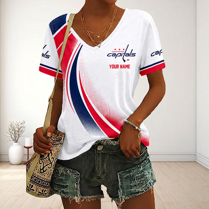 LIMITED EDITION - NEW CUSTOMIZED NHL10 WCP WASHINGTON CAPITALS V-NECK FEMALE SHIRT
