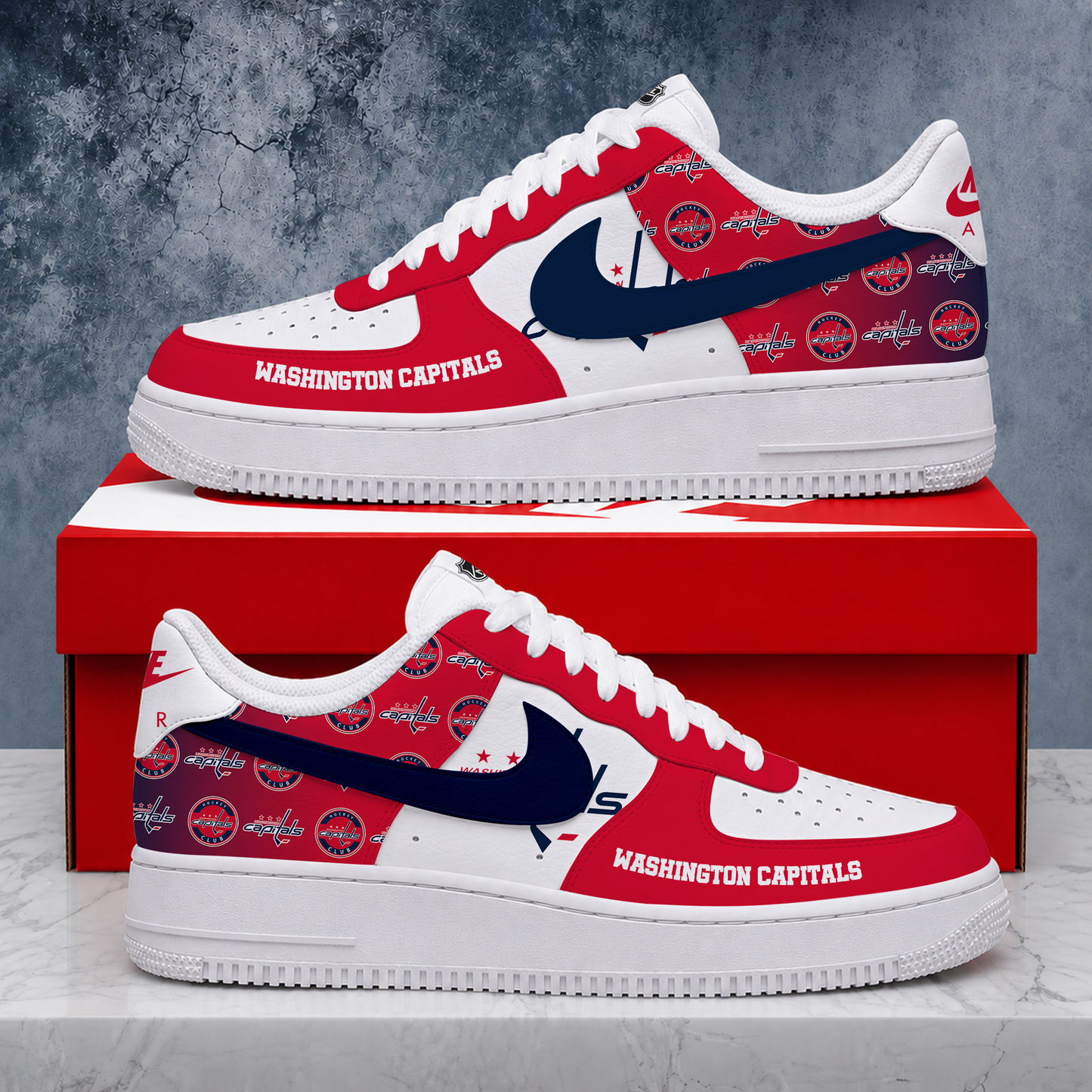 LIMITED EDITION - NEW CUSTOMIZED NHL10 WCP WASHINGTON CAPITALS AF1 SHOES