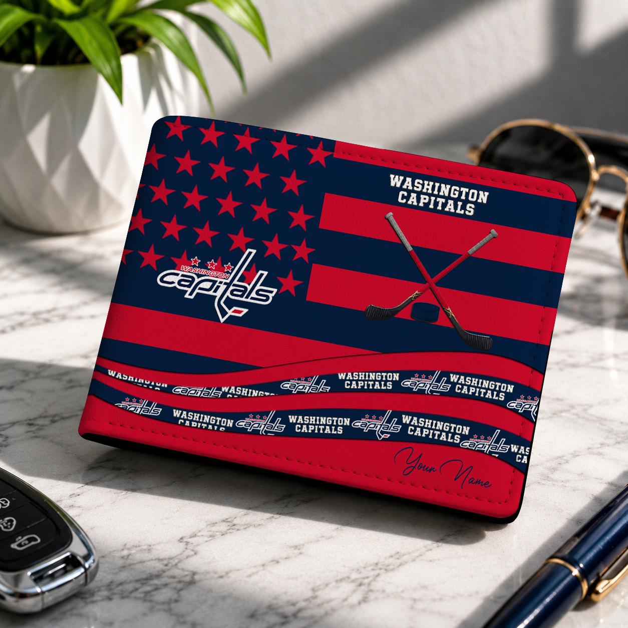 LIMITED EDITION - NEW CUSTOMIZED NHL10 WCP WASHINGTON CAPITALS LEATHER WALLET