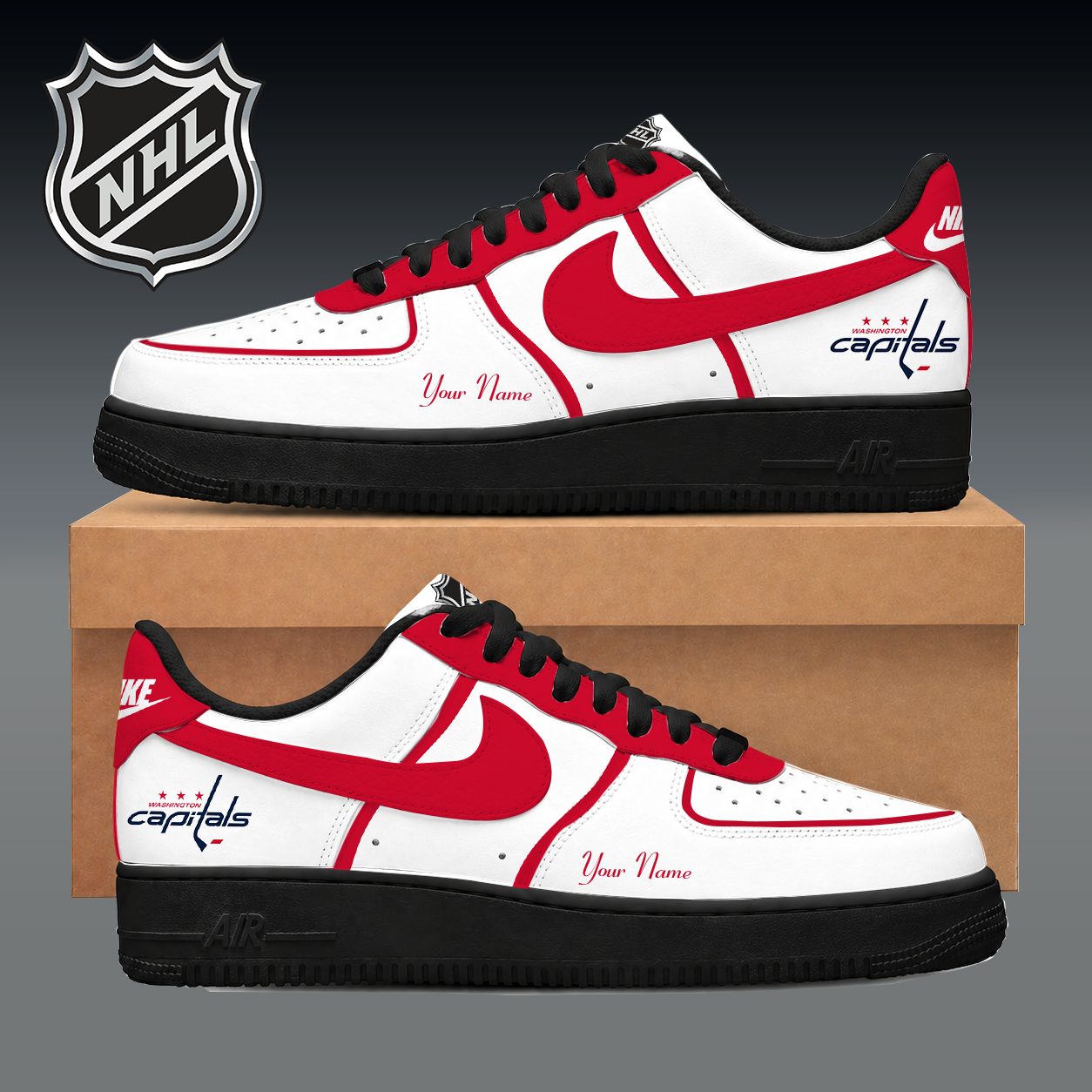 LIMITED EDITION - NEW CUSTOMIZED NHL10 WCP WASHINGTON CAPITALS AF1 SNEAKER