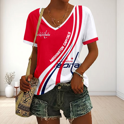 LIMITED EDITION - NEW CUSTOMIZED NHL10 WCP WASHINGTON CAPITALS V-NECK FEMALE SHIRT