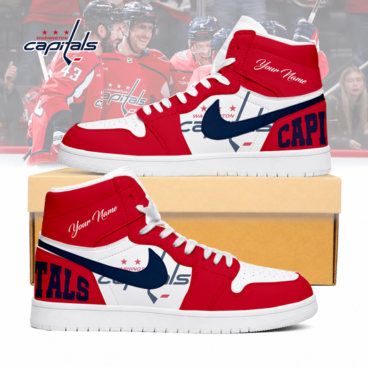 LIMITED EDITION - NEW CUSTOMIZED NHL10 WCP WASHINGTON CAPITALS AIR JORDAN SNEAKERS