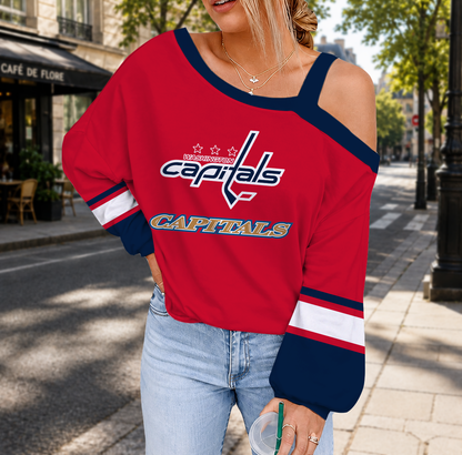 EXCLUSIVE EDITION - NEW CUSTOMIZED NHL10 WCP WASHINGTON CAPITALS DROP SHOULDER SWEATSHIRT