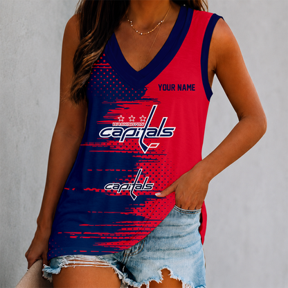 LIMITED EDITION - NEW CUSTOMIZED NHL10 WCP WASHINGTON CAPITALS WOMEN'S V-NECK TANK TOP
