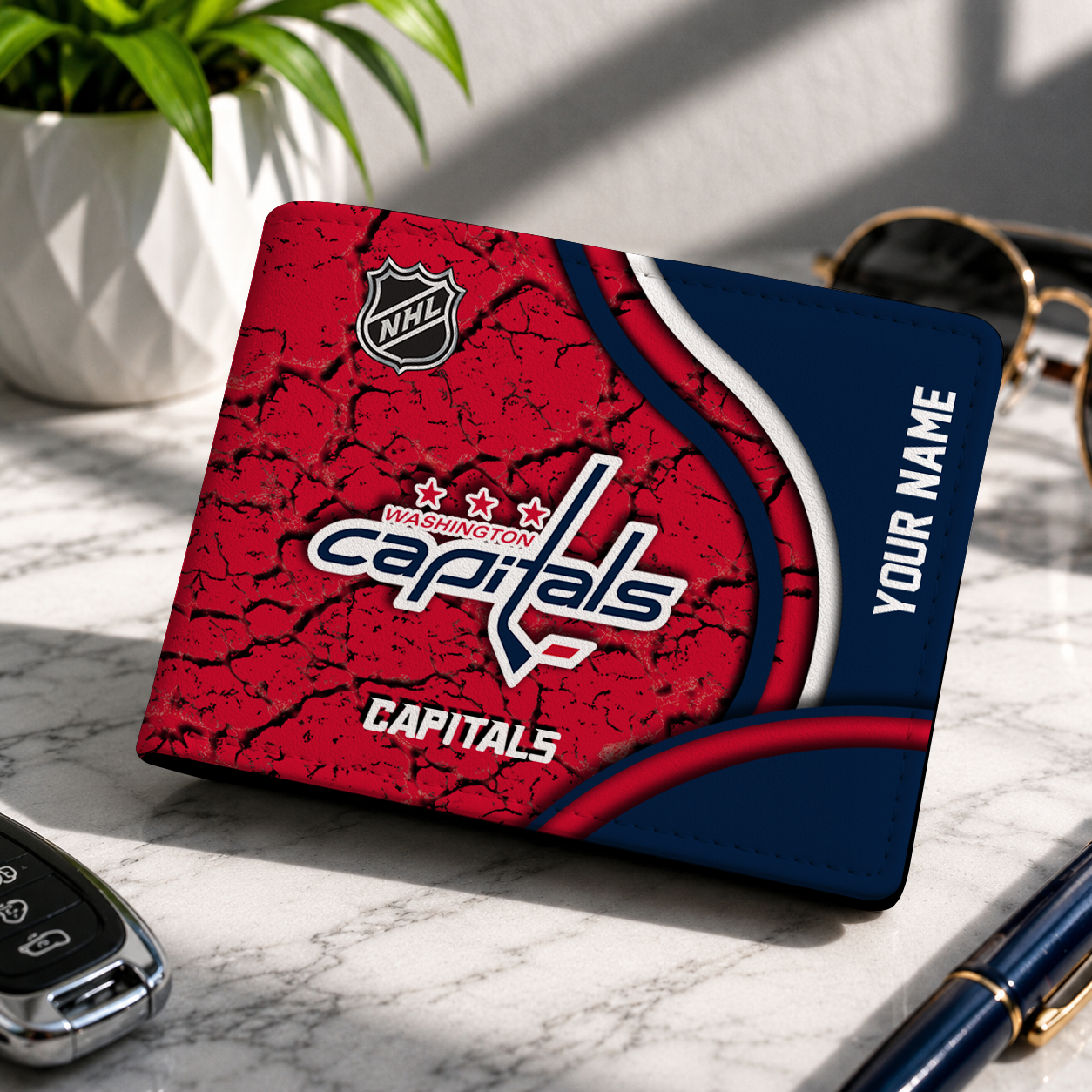 FINAL CLEARANCE - NEW CUSTOMIZED NHL10 WCP WASHINGTON CAPITALS LEATHER WALLET