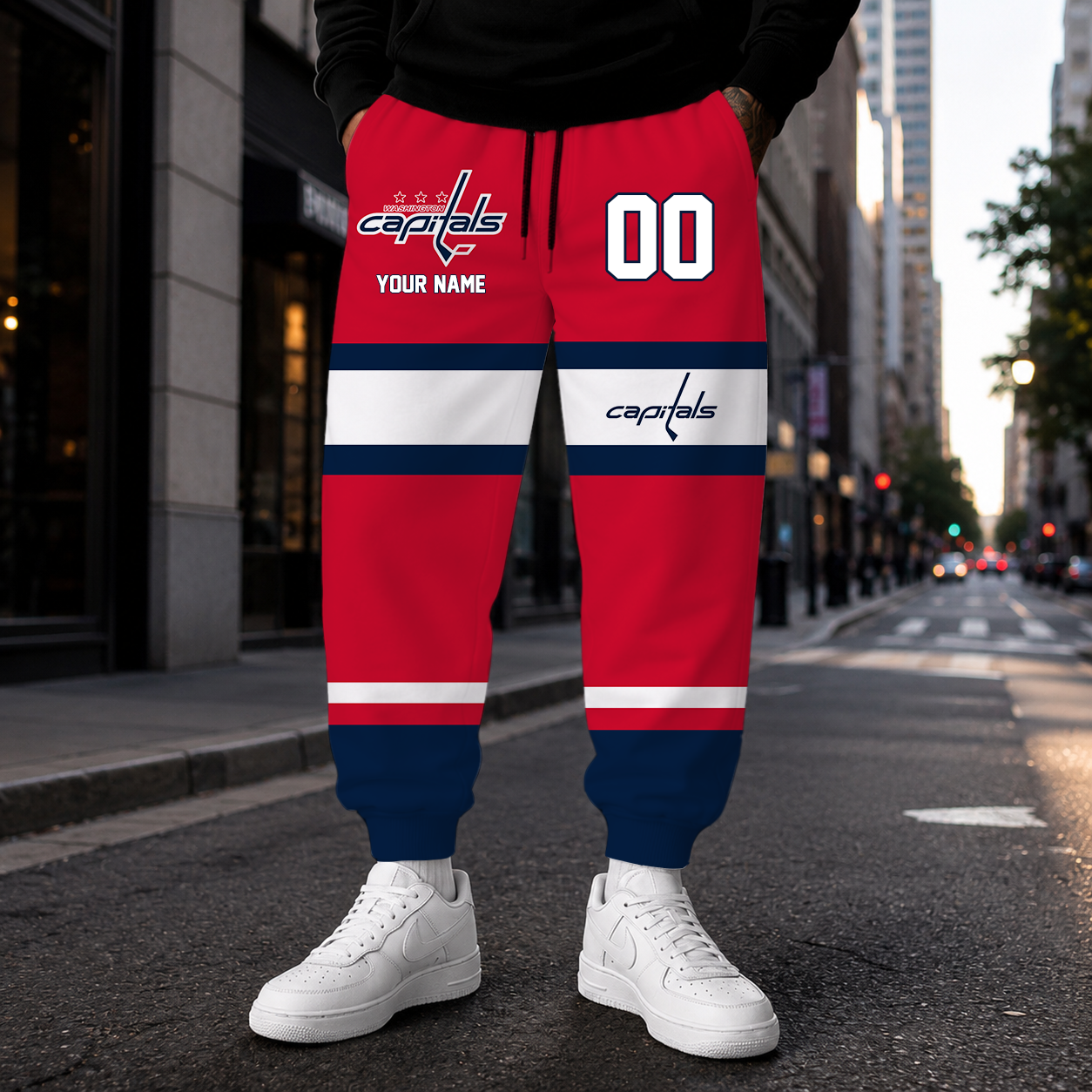 VIRAL EDITION - NEW CUSTOMIZED NHL10 WCP WASHINGTON CAPITALS SWEATPANTS