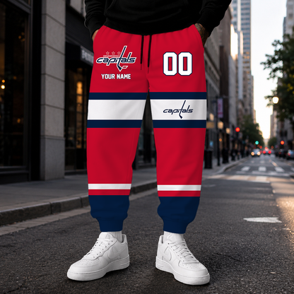 VIRAL EDITION - NEW CUSTOMIZED NHL10 WCP WASHINGTON CAPITALS SWEATPANTS
