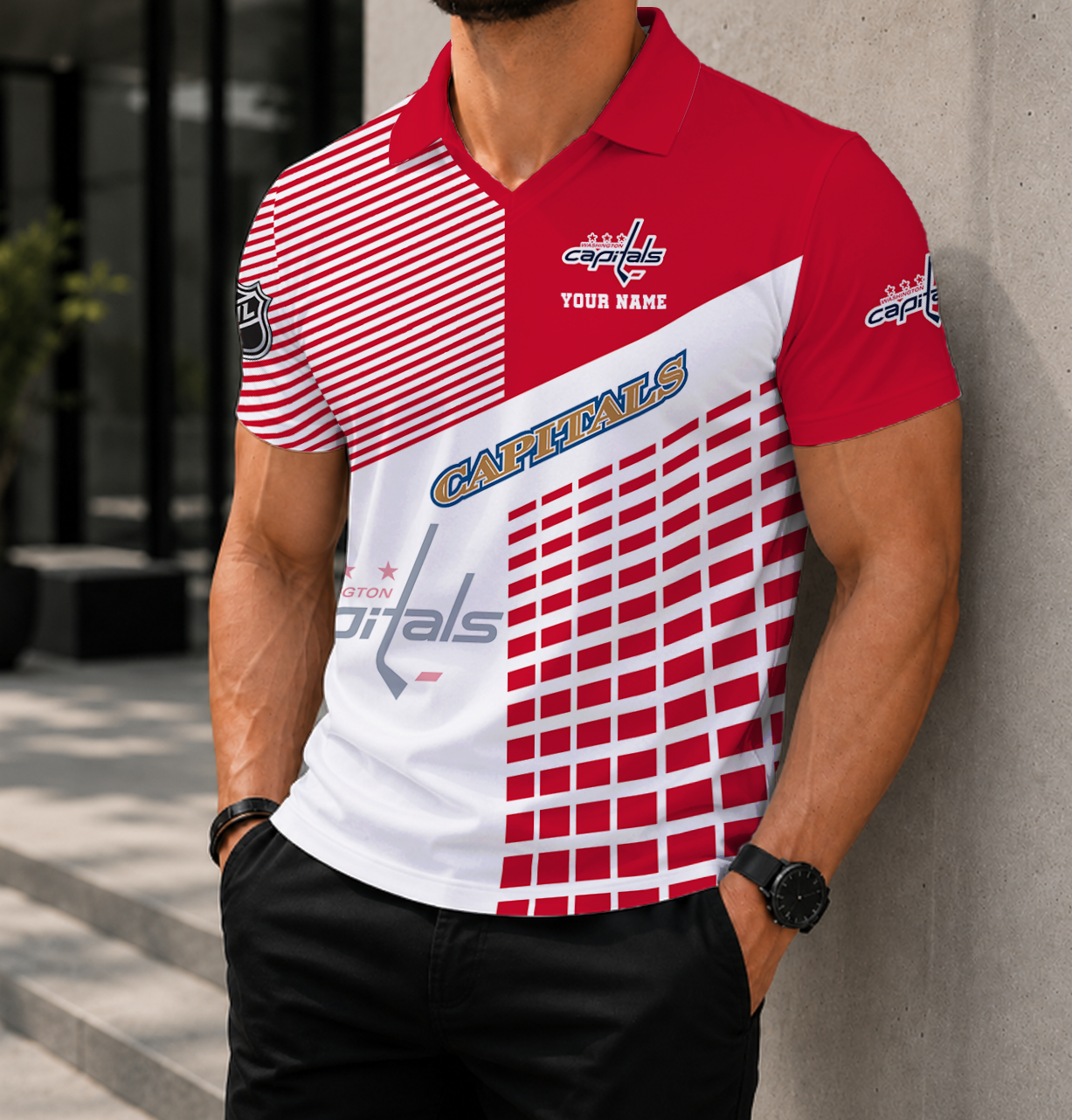 VIRAL EDITION - NEW CUSTOMIZED NHL10 WCP WASHINGTON CAPITALS POLO SHIRT