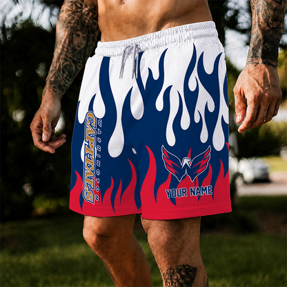 [SUPER SALE] NEW CUSTOMIZED NHL10 WCP WASHINGTON CAPITALS SHORT PANTS