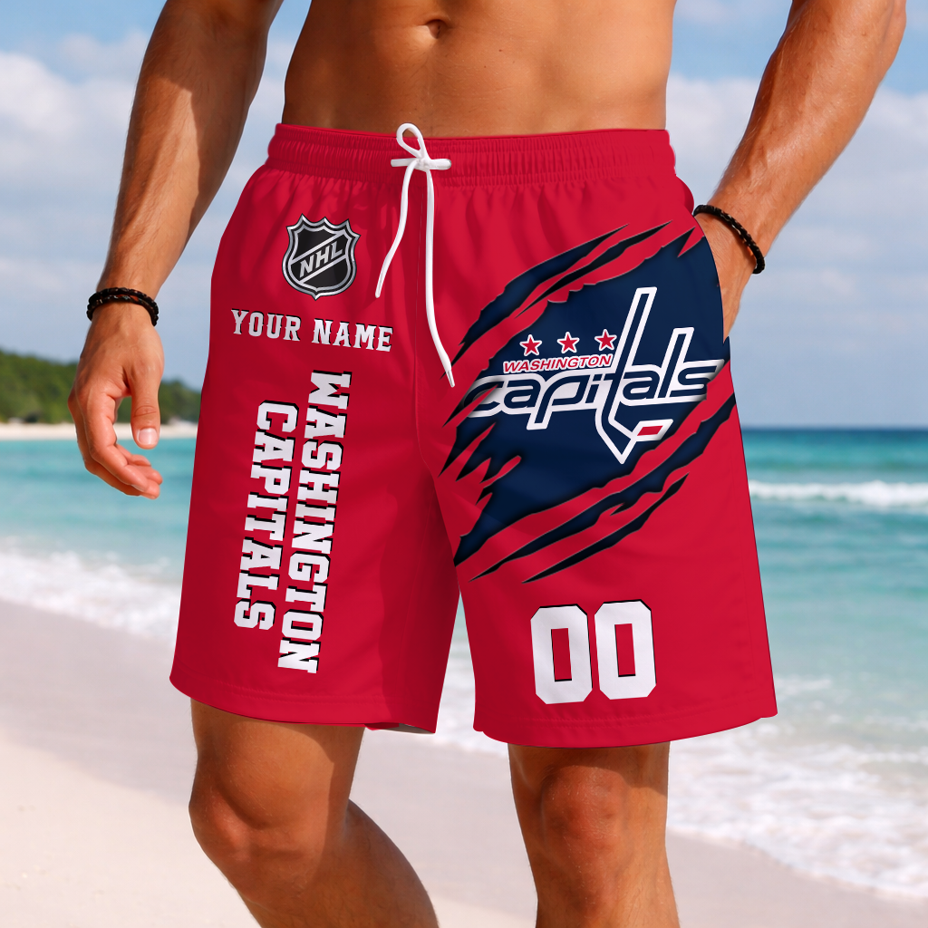 LIMITED EDITION - NEW CUSTOMIZED NHL10 WCP WASHINGTON CAPITALS SHORT PANTS