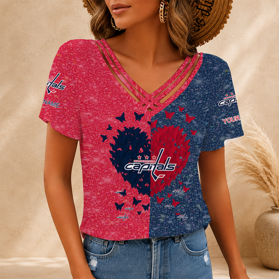 LIMITED EDITION - NEW CUSTOMIZED NHL10 WCP WASHINGTON CAPITALS V-NECK SHIRT