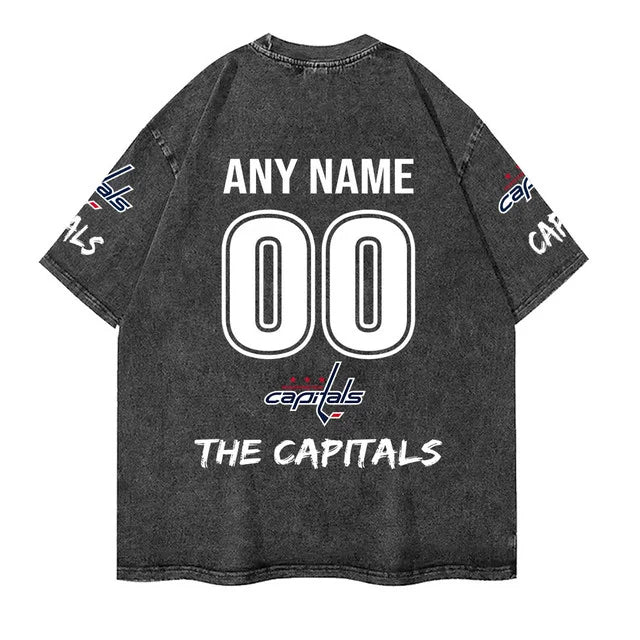 [SUPER SALE] NEW CUSTOMIZED NHL10 WCP WASHINGTON CAPITALS MULTICOLOR WASHED TEE