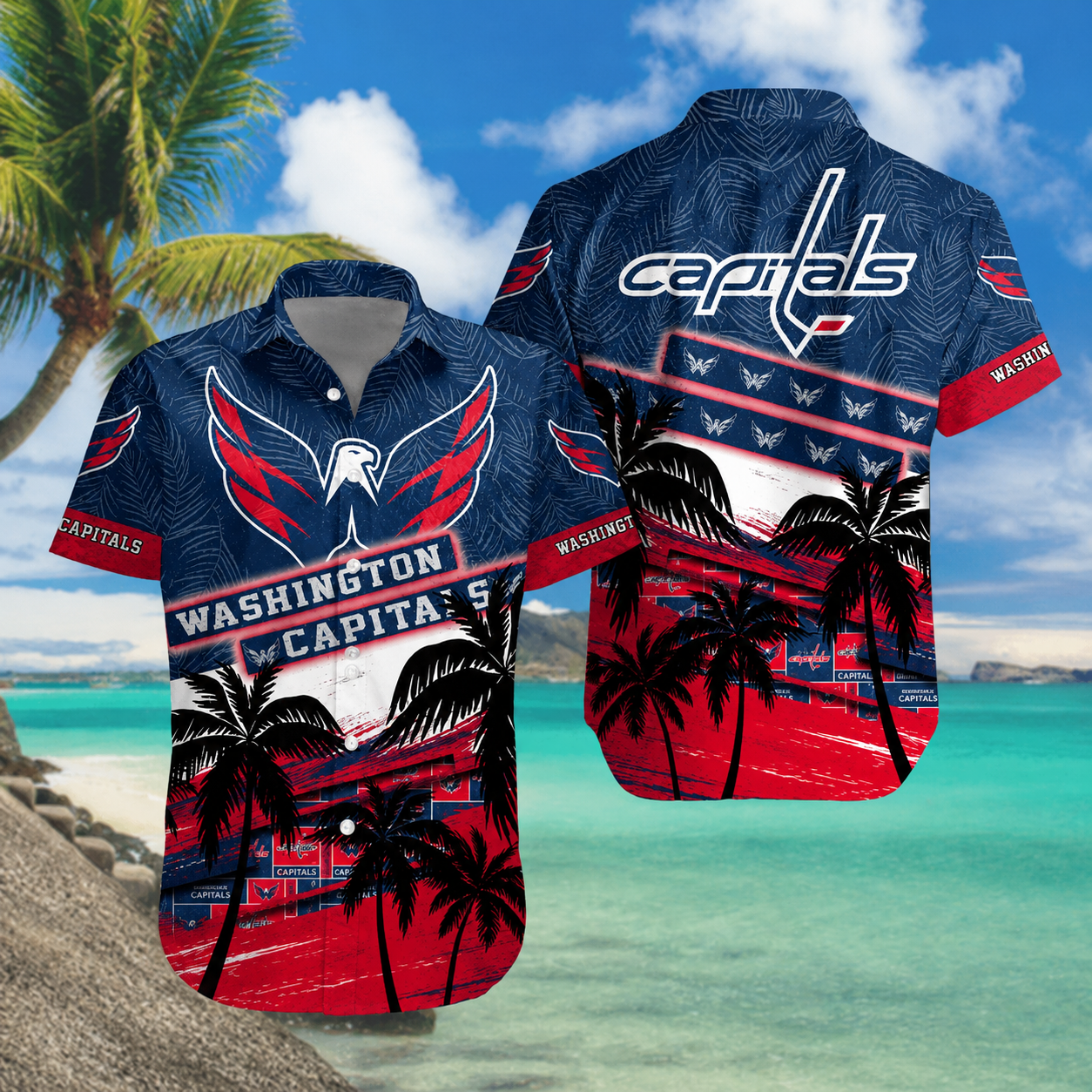 LIMITED EDITION - NEW CUSTOMIZED NHL10 WCP WASHINGTON CAPITALS UNISEX HAWAIIAN SHIRT