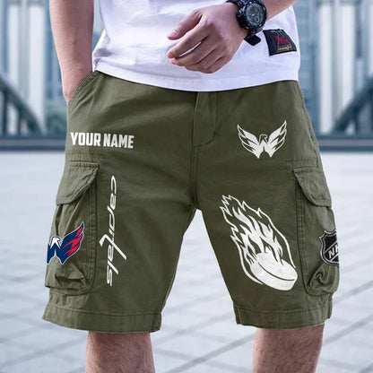 [SUPER SALE] NEW CUSTOMIZED NHL10 WCP WASHINGTON CAPITALS CARGO SHORTS