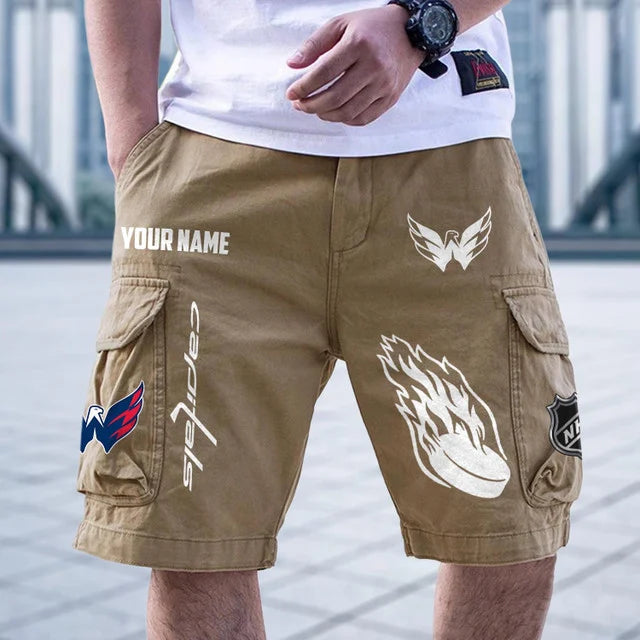 [SUPER SALE] NEW CUSTOMIZED NHL10 WCP WASHINGTON CAPITALS CARGO SHORTS