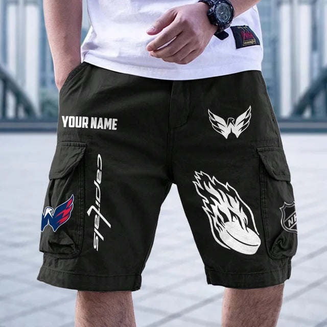 [SUPER SALE] NEW CUSTOMIZED NHL10 WCP WASHINGTON CAPITALS CARGO SHORTS