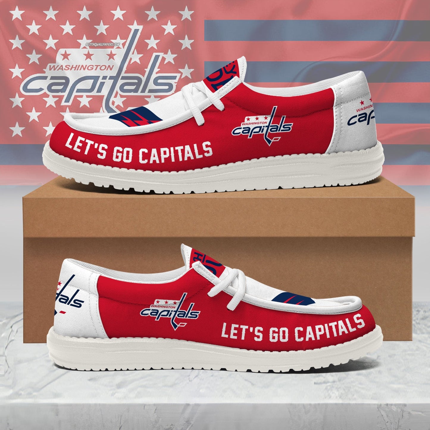 LIMITED EDITION - NEW CUSTOMIZED NHL10 WCP WASHINGTON CAPITALS LOAFER SHOES