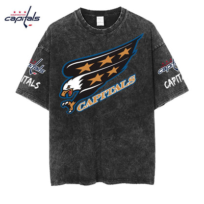 [SUPER SALE] NEW CUSTOMIZED NHL10 WCP WASHINGTON CAPITALS MULTICOLOR WASHED TEE