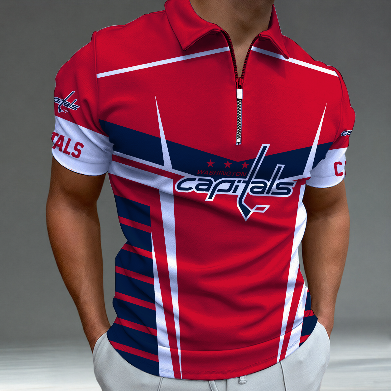 LIMITED EDITION - NEW CUSTOMIZED NHL10 WCP WASHINGTON CAPITALS POLO SHIRT