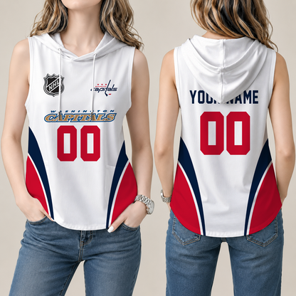 [SUPER SALE] NEW CUSTOMIZED NHL10 WCP WASHINGTON CAPITALS WOMEN'S SLEEVELESS HOODED POCKET TANK TOP