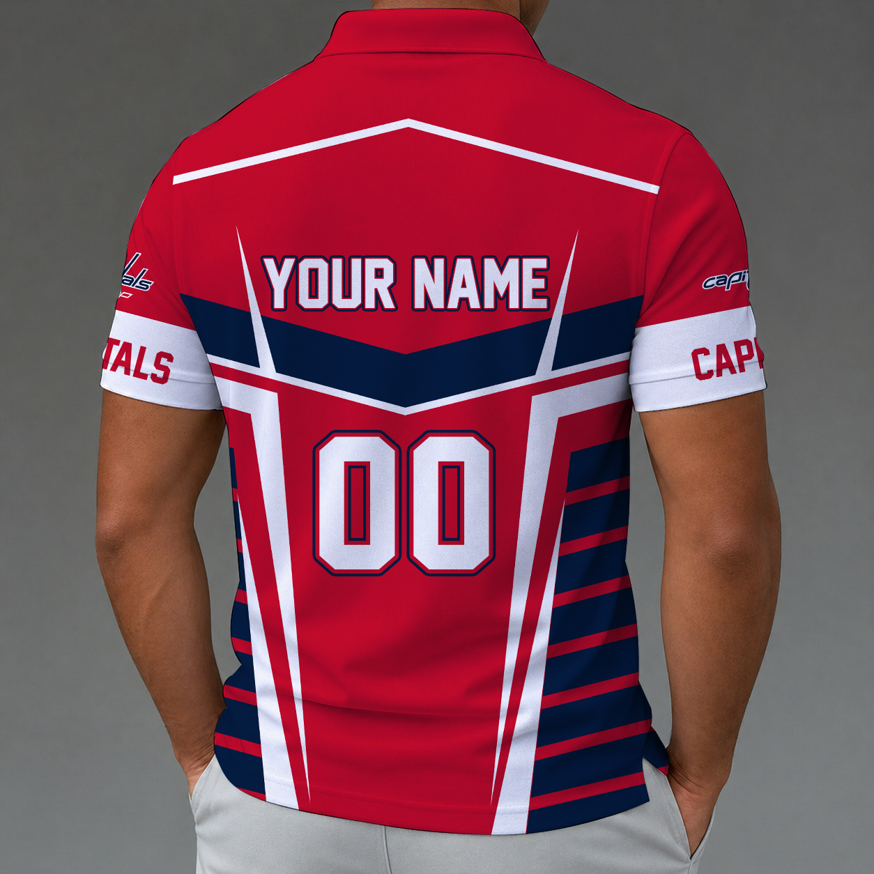 LIMITED EDITION - NEW CUSTOMIZED NHL10 WCP WASHINGTON CAPITALS POLO SHIRT