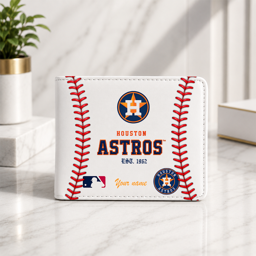 LIMITED EDITION - NEW CUSTOMIZED MLB10 HAS HOUSTON ASTROS LEATHER WALLET