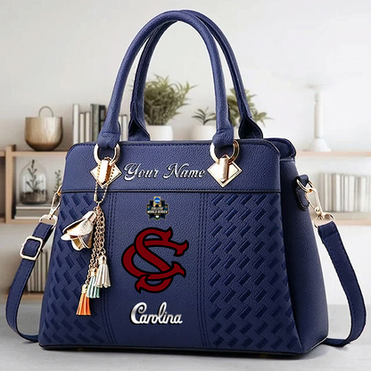 LIMITED EDITION - NEW CUSTOMIZED NCAA CWS10 SCG SOUTH CAROLINA GAMECOCKS ZIP HANDBAG MULTICOLOR