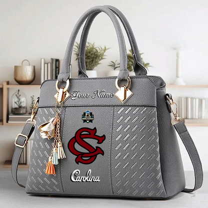 LIMITED EDITION - NEW CUSTOMIZED NCAA CWS10 SCG SOUTH CAROLINA GAMECOCKS ZIP HANDBAG MULTICOLOR