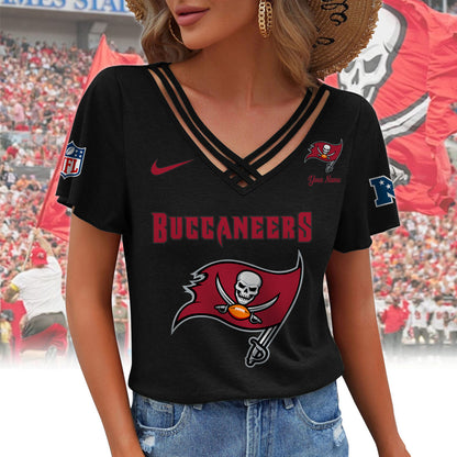 [SPECIAL OFFER] NEW CUSTOMIZED NFL10 TBB TAMPA BAY BUCCANEERS V-NECK SHIRT