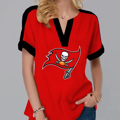 LIMITED EDITION - NEW CUSTOMIZED NFL10 TBB TAMPA BAY BUCCANEERS V-NECK FEMALE SHIRT