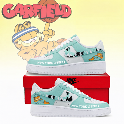 POPULAR NOW - NEW CUSTOMIZED WNBA10 NYL NEW YORK LIBERTY x GARFIELD AF1 SNEAKERS