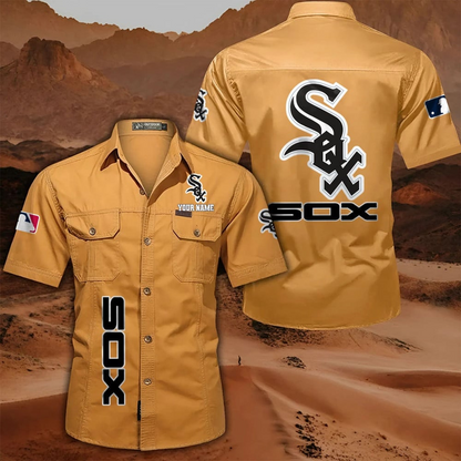 LIMITED EDITION - NEW CUSTOMIZED MLB26 CWS CHICAGO WHITE SOX MEN'S CARGO SHIRT