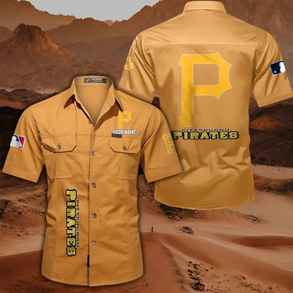 LIMITED EDITION - NEW CUSTOMIZED MLB29 PHP PITTSBURGH PIRATES MEN'S CARGO SHIRT