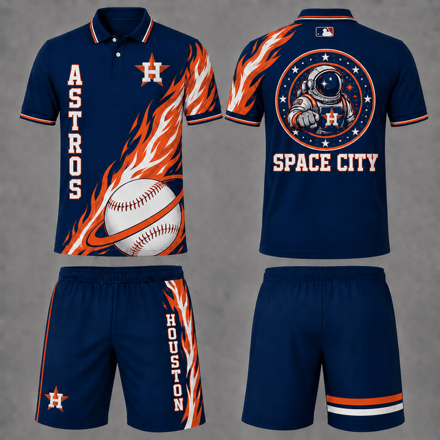 [FLASH SALE] NEW CUSTOMIZED MLB10 HAS HOUSTON ASTROS POLO SHIRT & SHORT PANTS SET