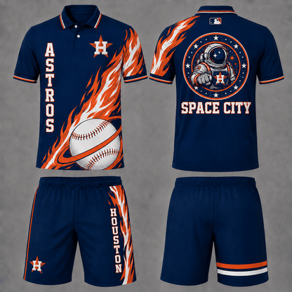 [FLASH SALE] NEW CUSTOMIZED MLB10 HAS HOUSTON ASTROS POLO SHIRT & SHORT PANTS SET