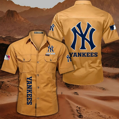 LIMITED EDITION - NEW CUSTOMIZED MLB01 NYY NEW YORK YANKEES MEN'S CARGO SHIRT