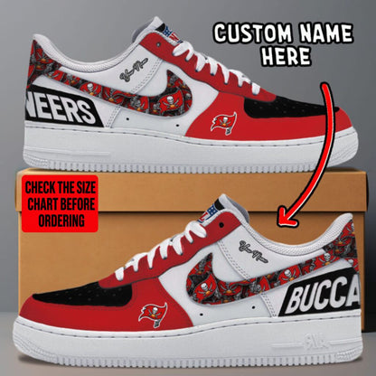 LIMITED EDITION - NEW CUSTOMIZED NFL10 TBB TAMPA BAY BUCCANEERS AF1 SNEAKERS