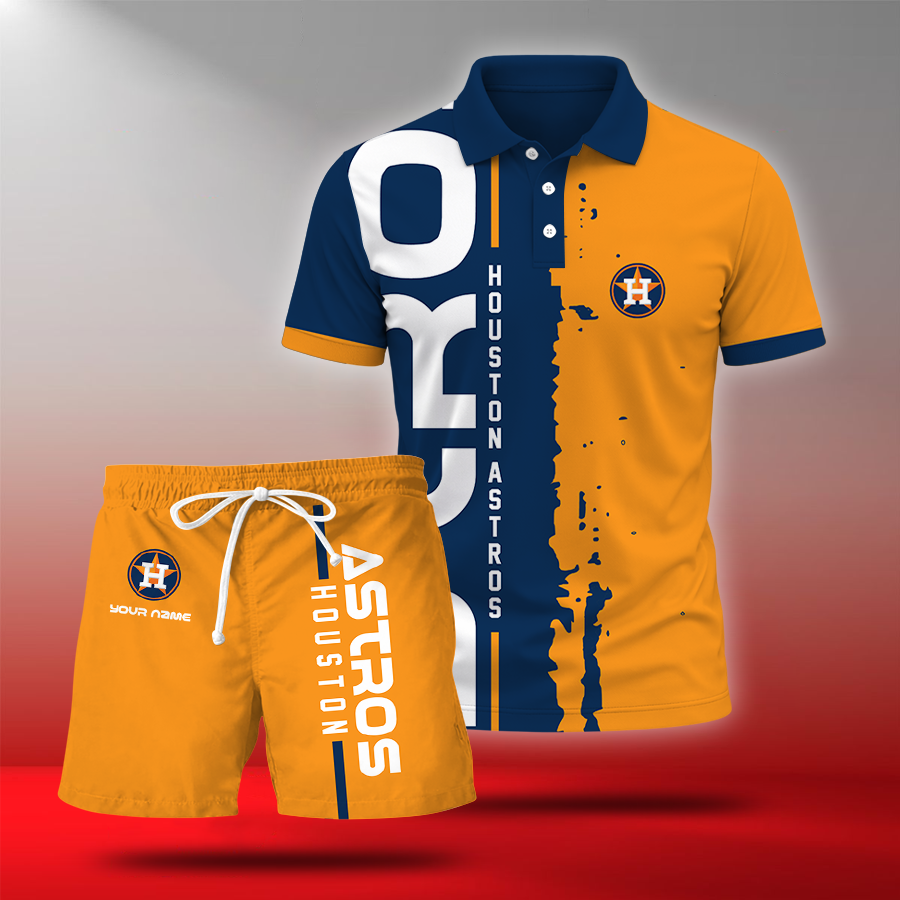LIMITED EDITION - NEW CUSTOMIZED MLB10 HAS HOUSTON ASTROS POLO & SHORT PANTS SET