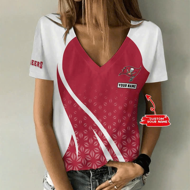 LIMITED EDITION - NEW CUSTOMIZED NFL10 TBB TAMPA BAY BUCCANEERS V-NECK FEMALE SHIRT