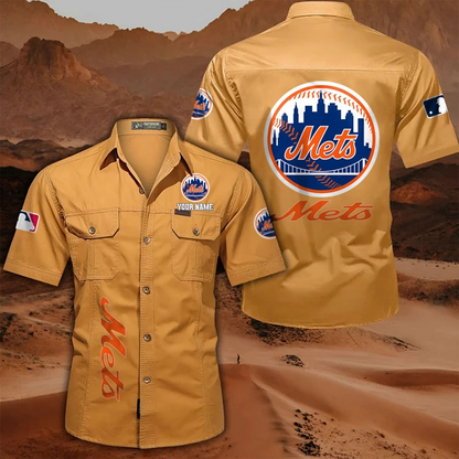 LIMITED EDITION - NEW CUSTOMIZED MLB17 NYM NEW YORK METS MEN'S CARGO SHIRT