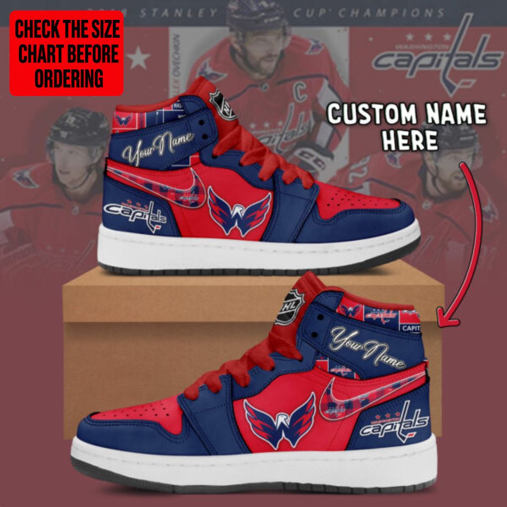 LIMITED EDITION - NEW CUSTOMIZED NHL10 WCP WASHINGTON CAPITALS AIR JORDAN SNEAKERS