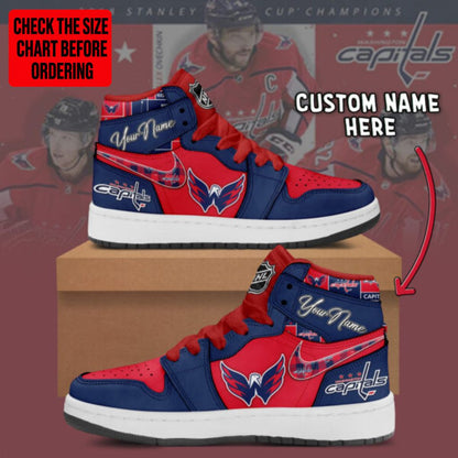 LIMITED EDITION - NEW CUSTOMIZED NHL10 WCP WASHINGTON CAPITALS AIR JORDAN SNEAKERS