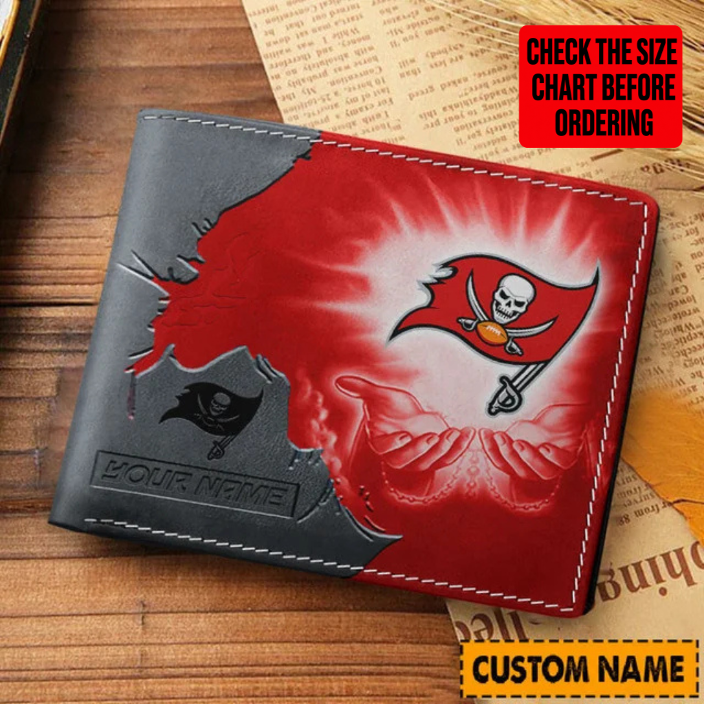 LIMITED EDITION - NEW CUSTOMIZED NFL10 TBB TAMPA BAY BUCCANEERS LEATHER WALLET